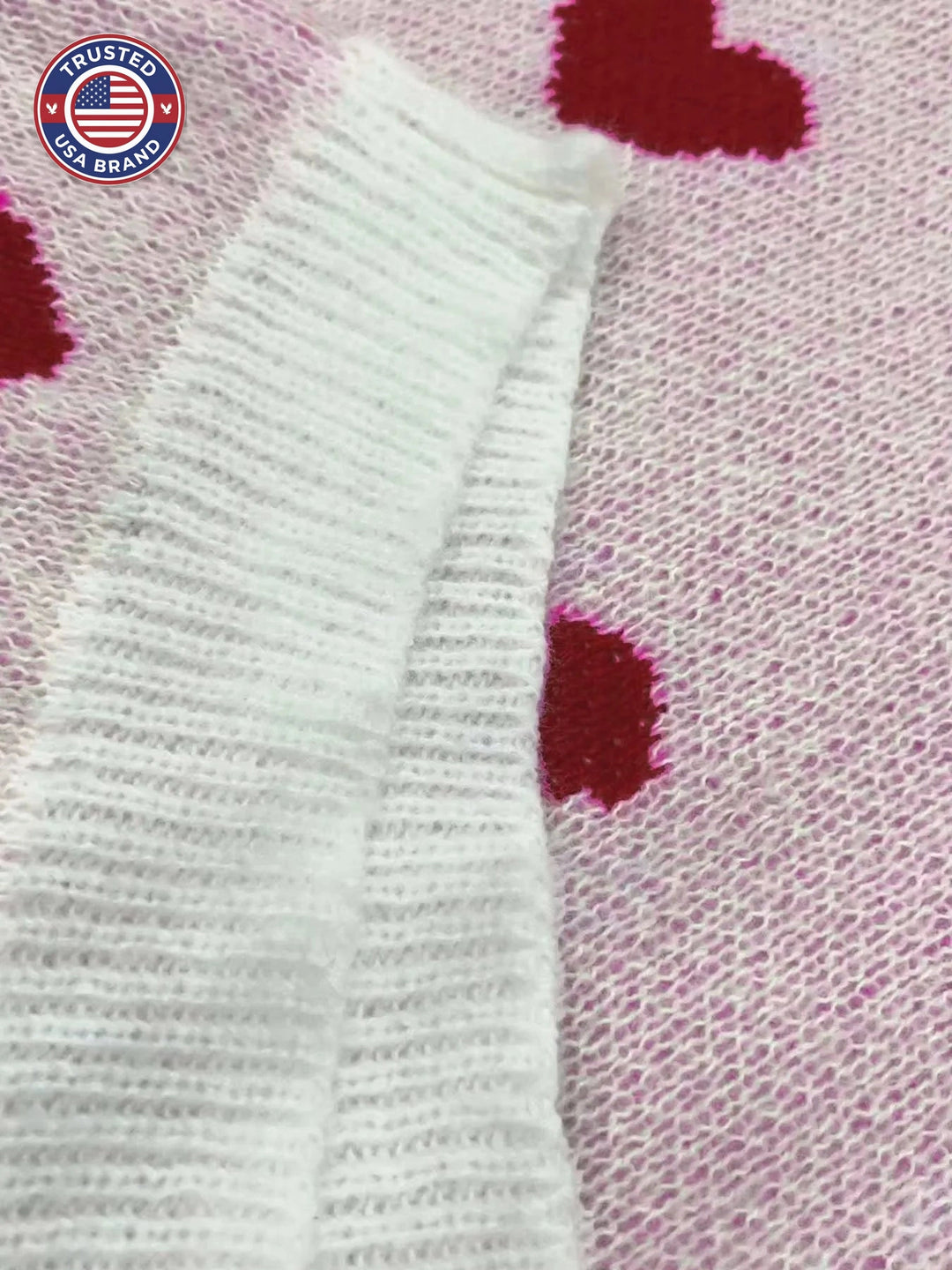 Women's knit crew neck winter sweater with heart pattern