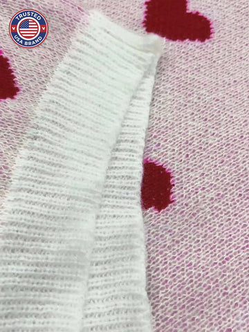 Women's knit crew neck winter sweater with heart pattern