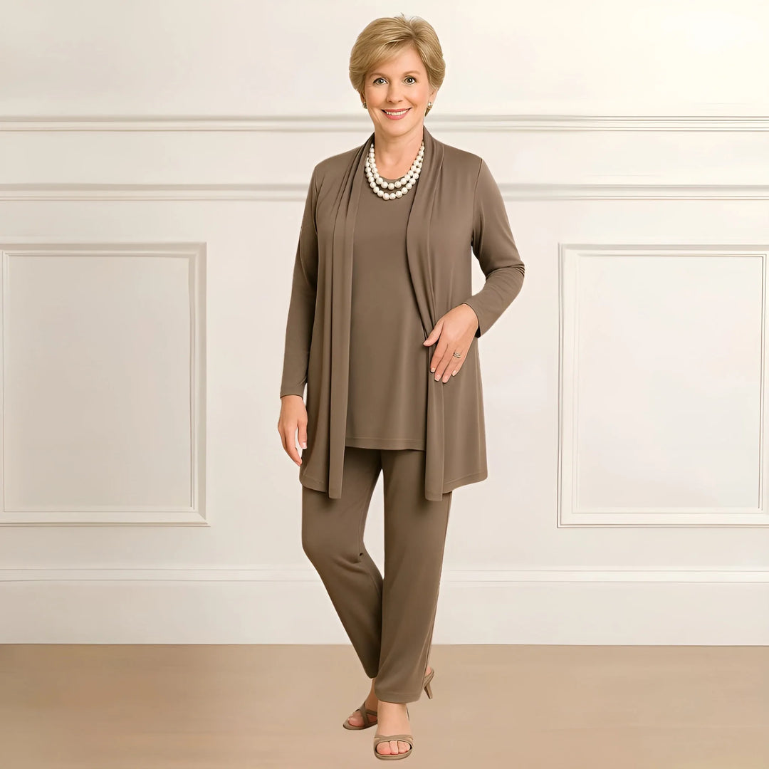 Women's knit open-front v-neck winter two piece set