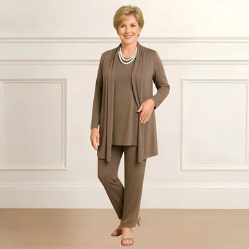 Women's knit open-front v-neck winter two piece set