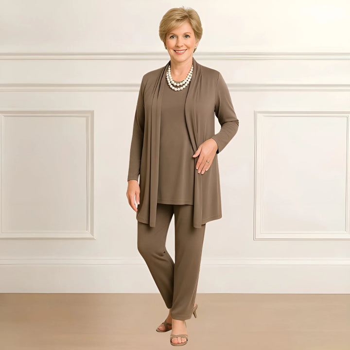 Women's knit open-front v-neck winter two piece set