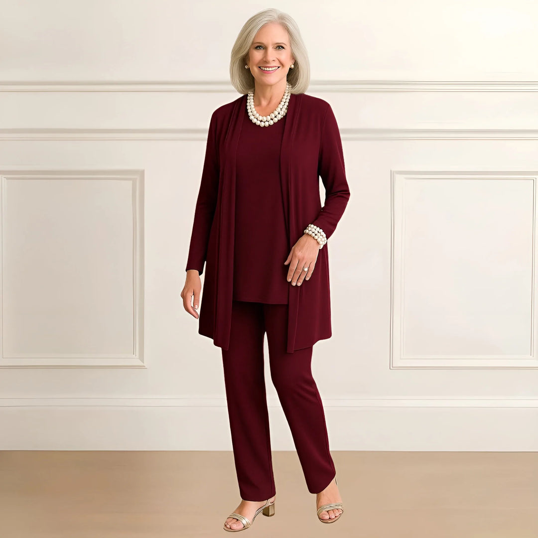 Women's knit open-front v-neck winter two piece set