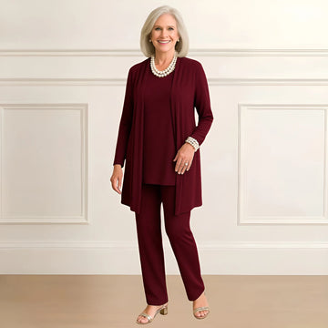 Women's knit open-front v-neck winter two piece set