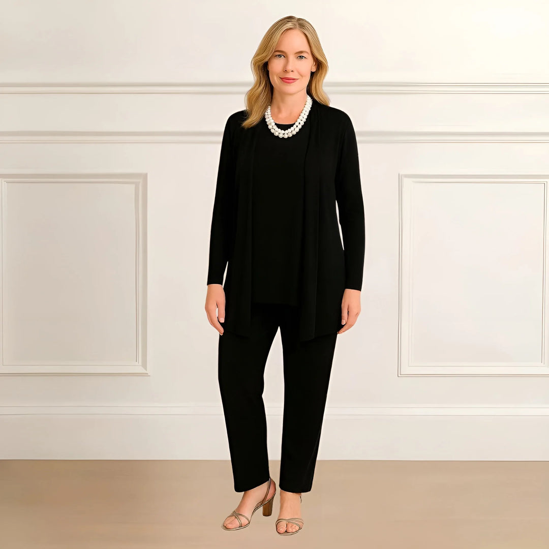 Women's knit open-front v-neck winter two piece set