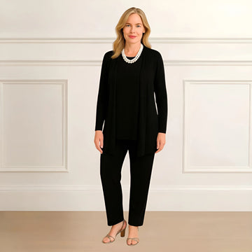 Women's knit open-front v-neck winter two piece set
