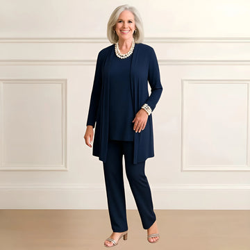 Women's knit open-front v-neck winter two piece set