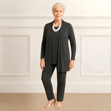 Women's knit open-front v-neck winter two piece set