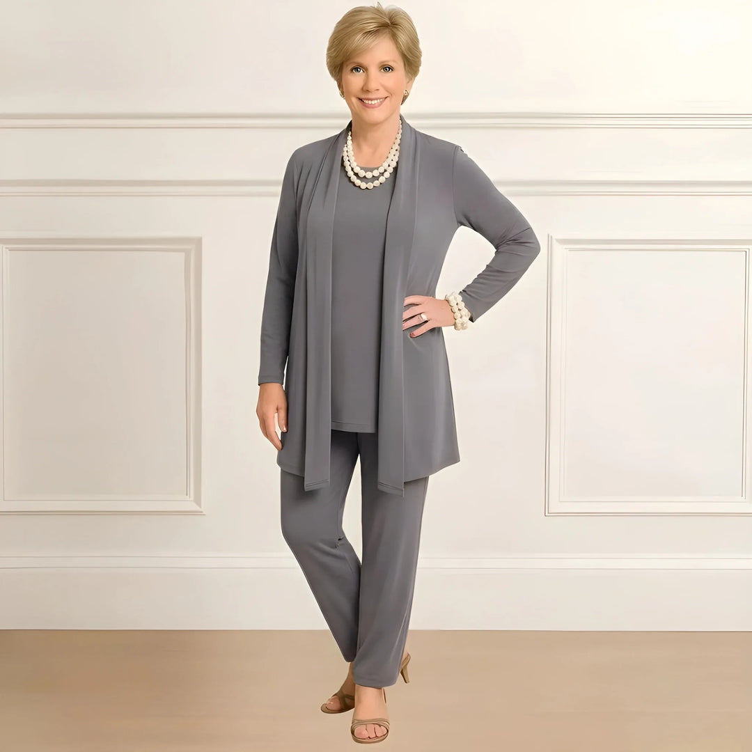 Women's knit open-front v-neck winter two piece set
