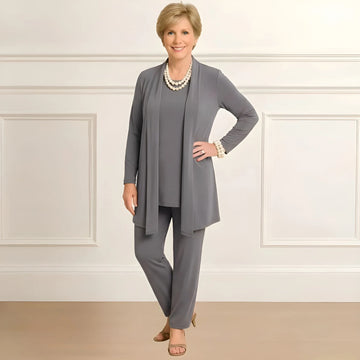 Women's knit open-front v-neck winter two piece set