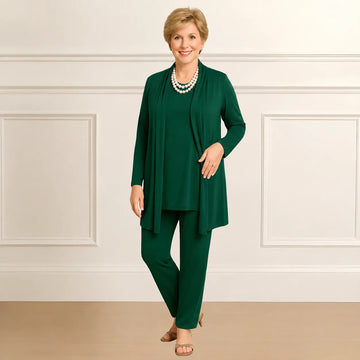 Women's knit open-front v-neck winter two piece set