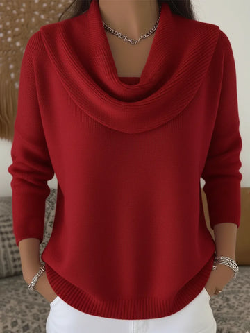 Women's knit winter sweater with cowl neck