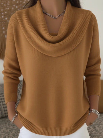 Women's knit winter sweater with cowl neck