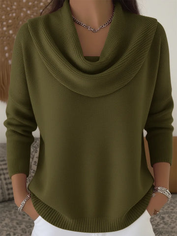 Women's knit winter sweater with cowl neck