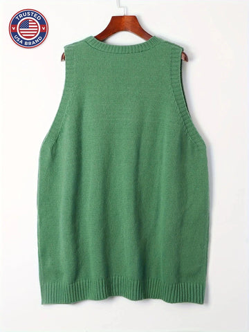 Women's knit v-neck winter sweater with front patch pockets