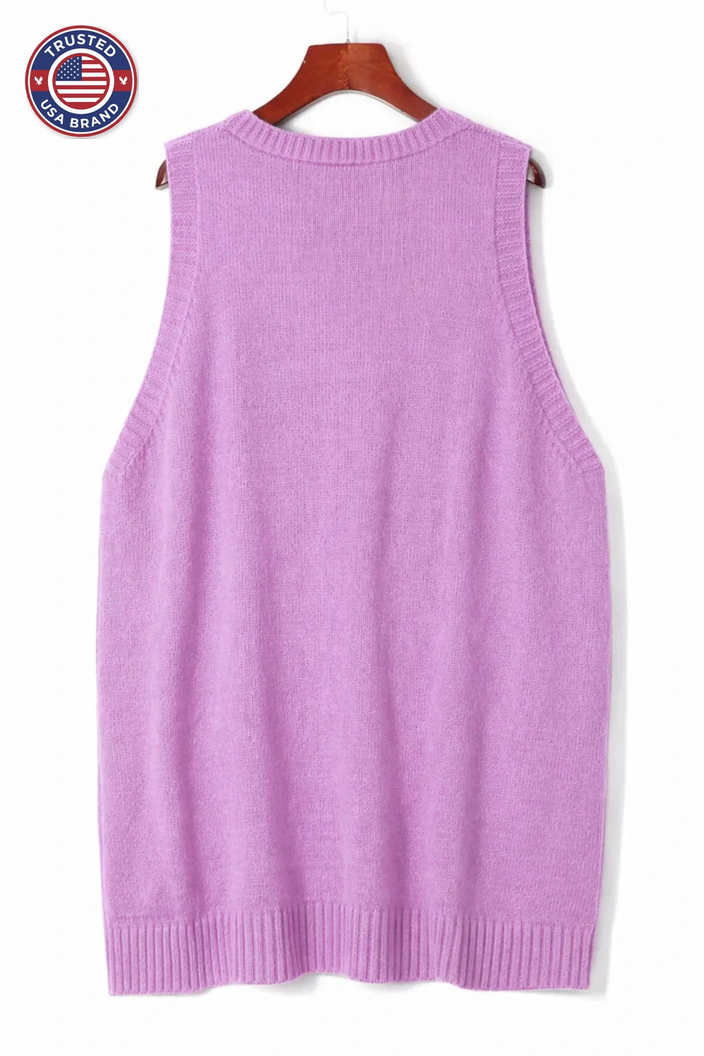 Women's knit v-neck winter sweater with front patch pockets