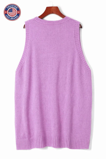 Women's knit v-neck winter sweater with front patch pockets