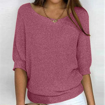 Women's knit v-neck winter sweater with ribbed cuffs and hem