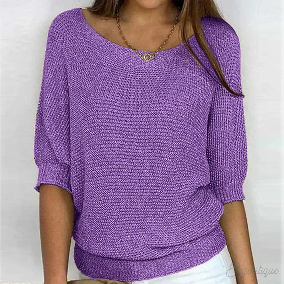 Women's knit v-neck winter sweater with ribbed cuffs and hem