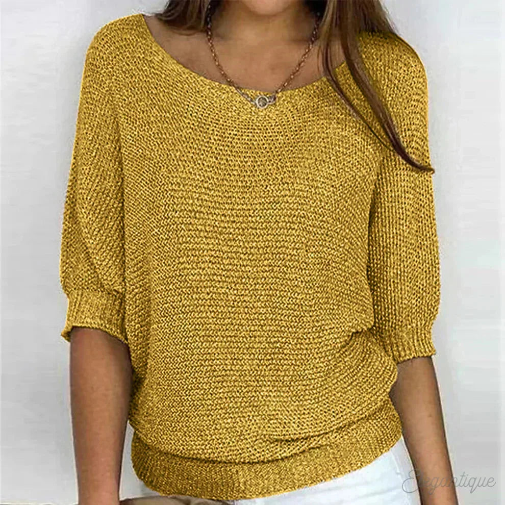 Women's knit v-neck winter sweater with ribbed cuffs and hem