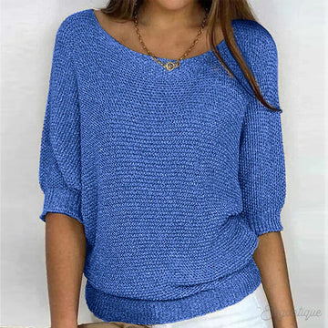 Women's knit v-neck winter sweater with ribbed cuffs and hem