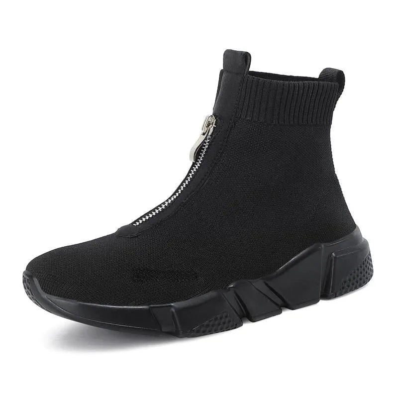 Women's knit zip-up ankle winter boots