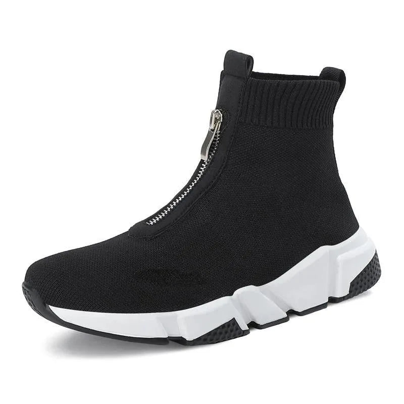 Women's knit zip-up ankle winter boots