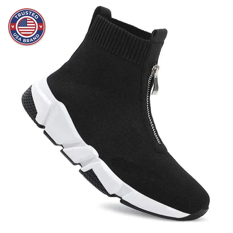 Women's knit zip-up ankle winter boots