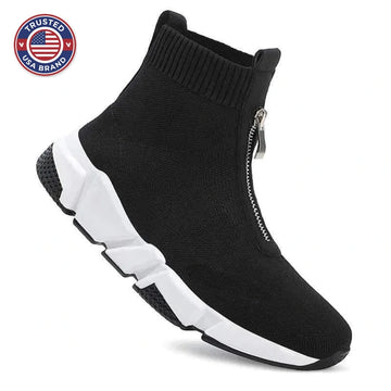 Women's knit zip-up ankle winter boots