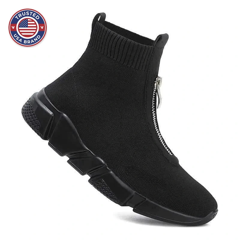 Women's knit zip-up ankle winter boots