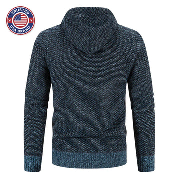 Women's knit zip-up hooded winter cardigan with fuzzy lined