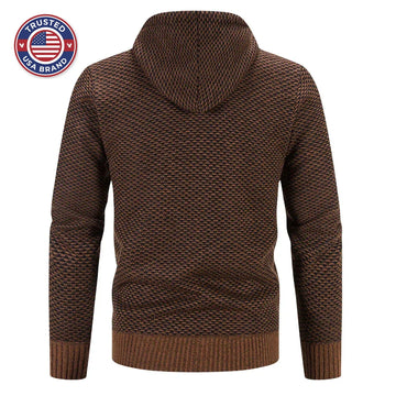 Women's knit zip-up hooded winter cardigan with fuzzy lined