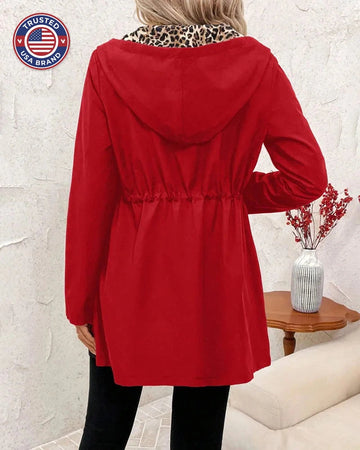 Women's longline zip-up hooded winter parka with drawstring waist