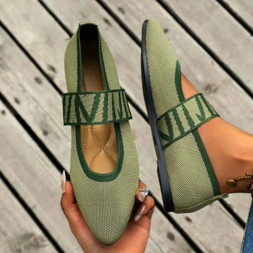 Women's Winter Mary Jane Flats Pointed Toe Knit Ballet Shoes