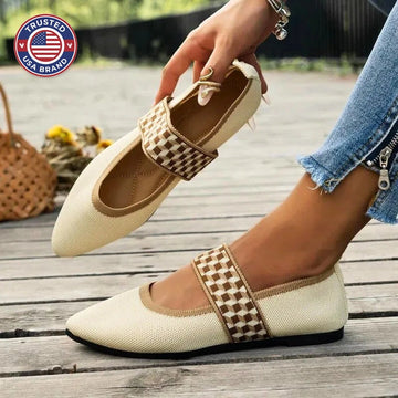 Women's Winter Mary Jane Flats Pointed Toe Knit Ballet Shoes