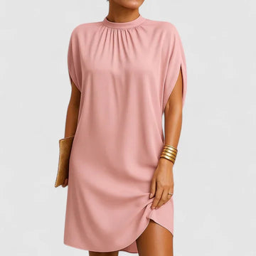 Women's Mock Neck Batwing Split Sleeve Winter Midi Dress