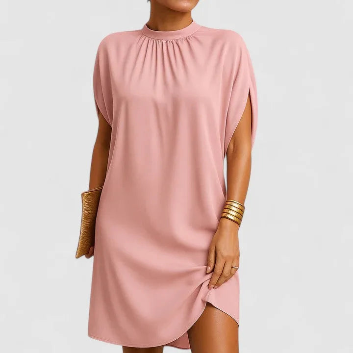 Women's Mock Neck Batwing Split Sleeve Winter Midi Dress
