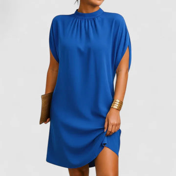 Women's Mock Neck Batwing Split Sleeve Winter Midi Dress