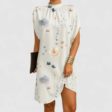 Women's Mock Neck Batwing Split Sleeve Winter Midi Dress