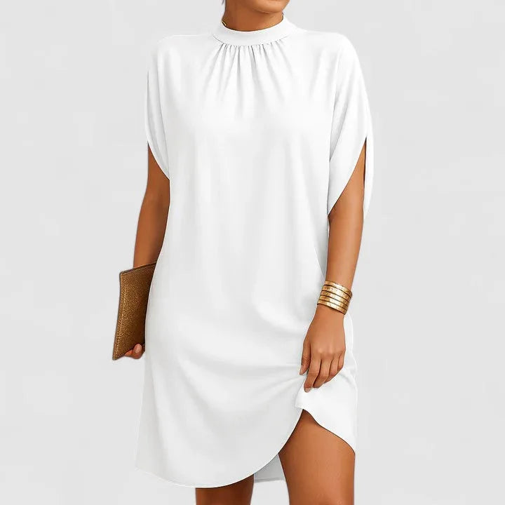 Women's Mock Neck Batwing Split Sleeve Winter Midi Dress