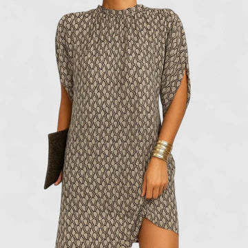 Women's Mock Neck Batwing Split Sleeve Winter Midi Dress