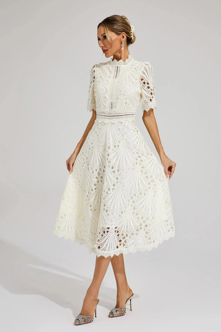 Women's Mock Neck Short Sleeve Winter Midi Dress