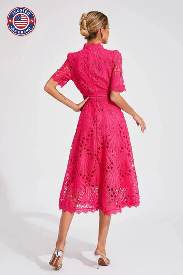 Women's Mock Neck Short Sleeve Winter Midi Dress