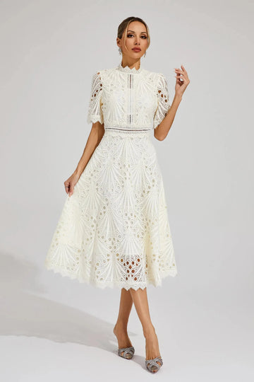 Women's Mock Neck Short Sleeve Winter Midi Dress