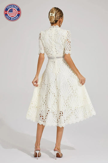 Women's Mock Neck Short Sleeve Winter Midi Dress