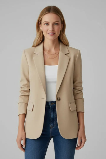 Women's Notched Lapel Long Sleeve Winter Blazer