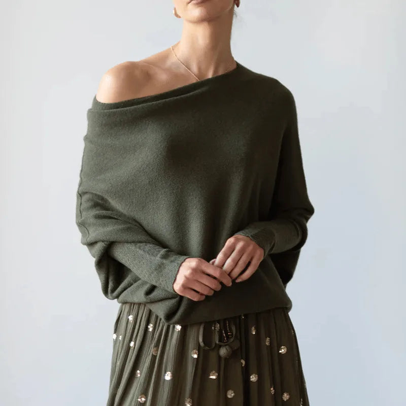 Women's Off Shoulder Long Sleeve Winter Sweater