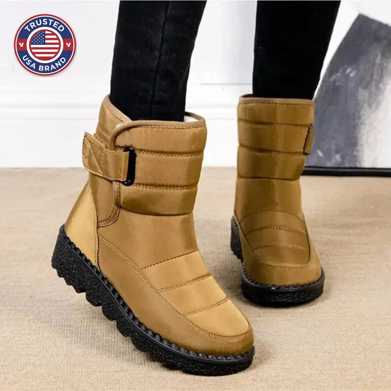 Women's quilted waterproof ankle winter boots