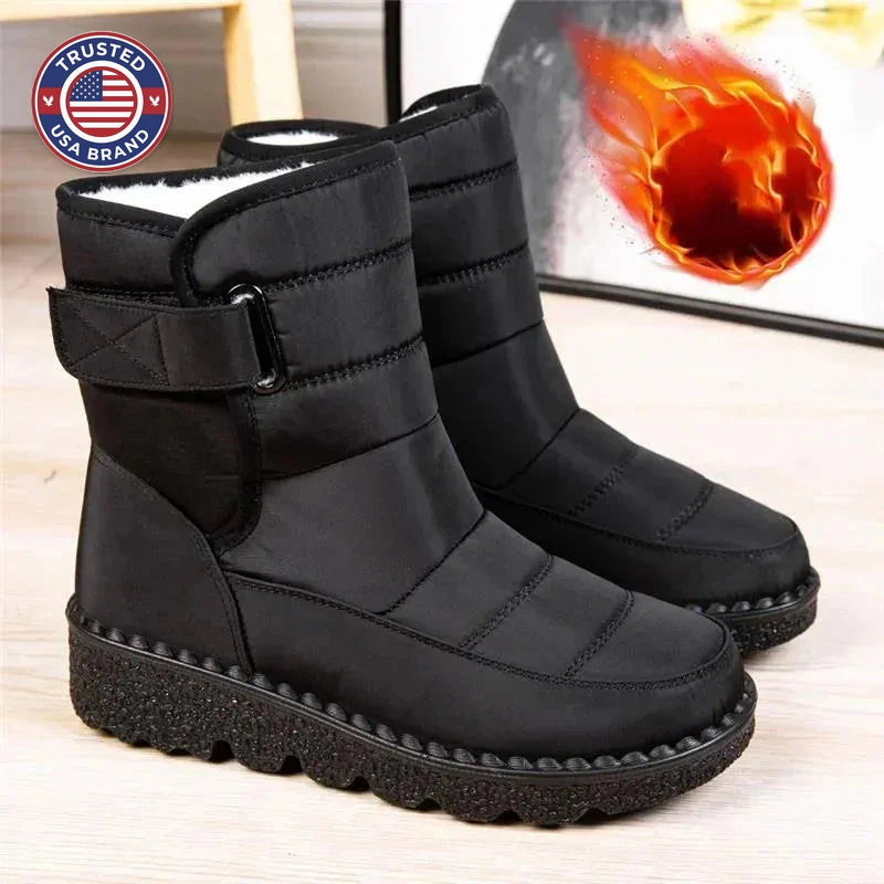 Women's quilted waterproof ankle winter boots