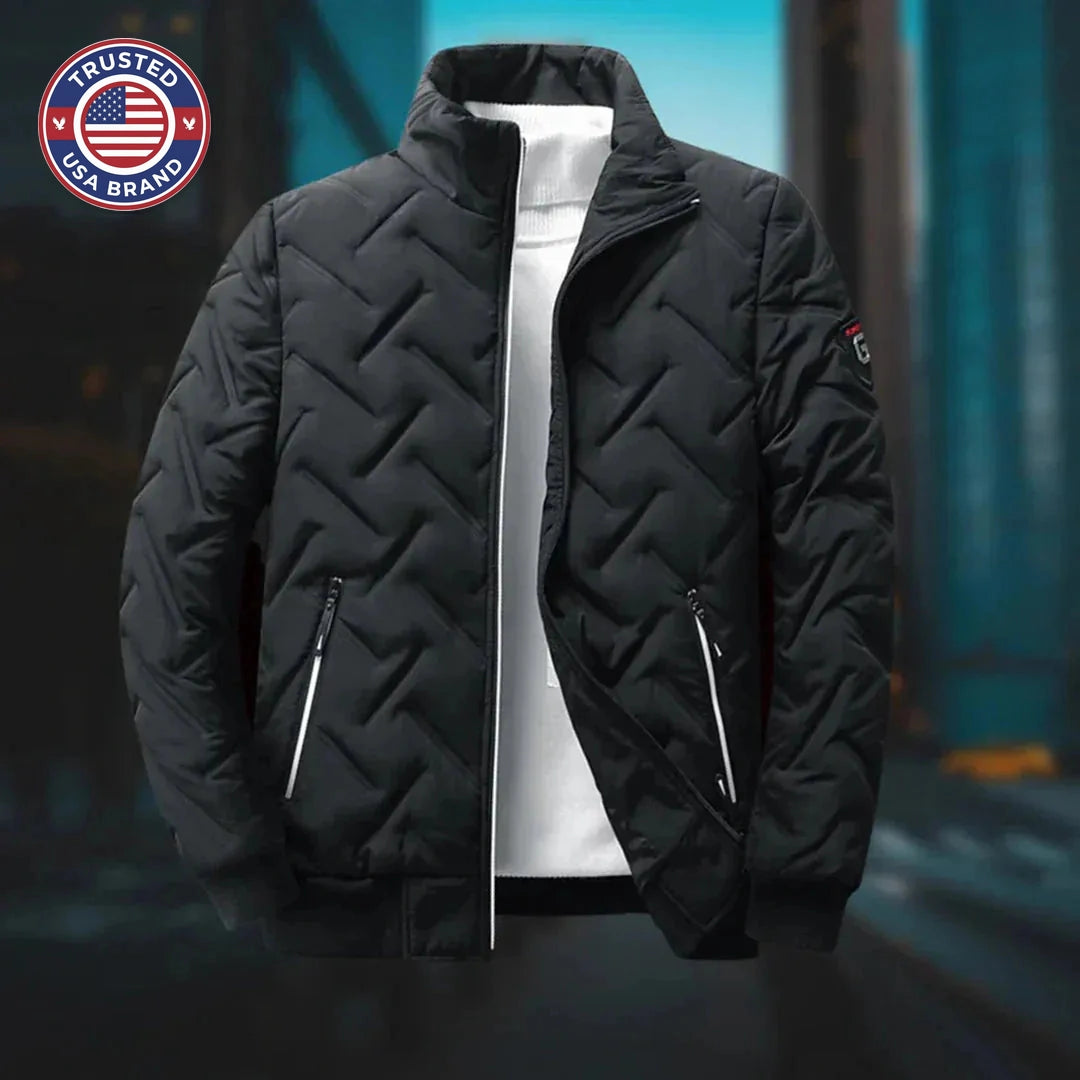 Women's quilted zip-up stand collar winter puffer jacket