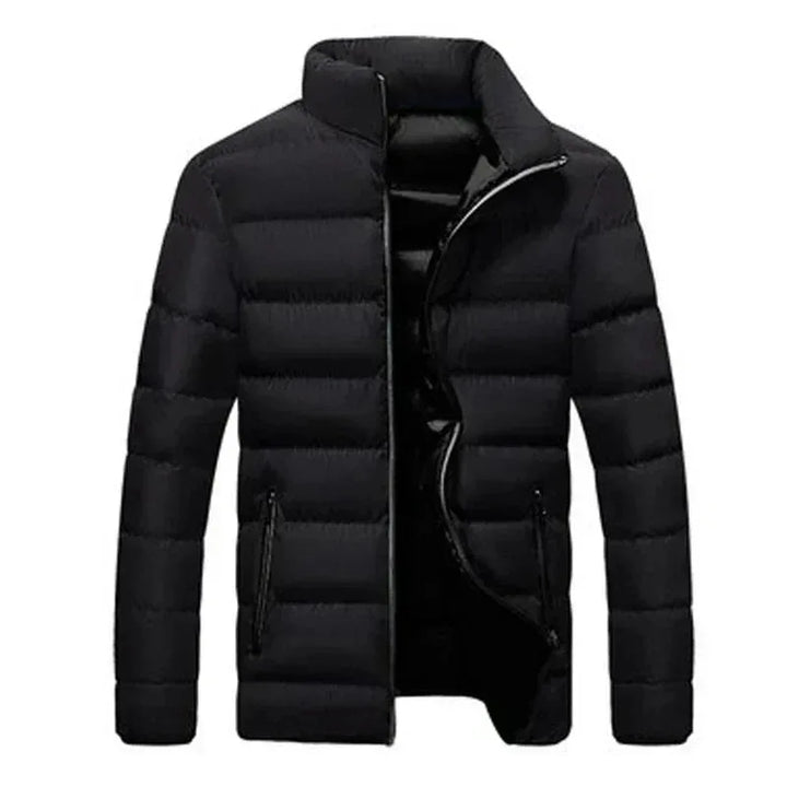Women's quilted zip-up stand collar winter puffer jacket with contrast lining